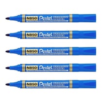 Lot de 5 marqueurs permanents PENTEL N850 - Bleu - Pointe conique 4,2 mm