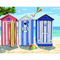 Princesse - Canevas antique Les cabines de plage Rafael Angelo 50x65cm