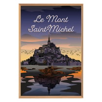 Tableau mural encadré illustration Mont-Saint-Michel sunset 65x97 cm