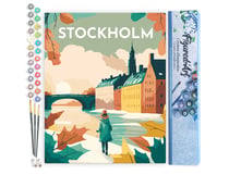 Peinture par Numéro Figured'Art - Affiche Vintage Stockholm - Kit de Loisir Créatif DIY Numéro d'Art Complet - 40x50cm sans châssis en bois