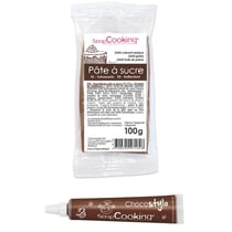 Stylo chocolat + Pâte à sucre marron 100 g