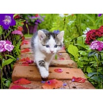 Puzzle chaton au jardin 500 pieces - collection tendresse - nathan - 87185