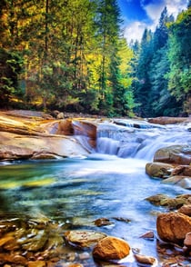 Puzzle 500 pièces - Belle Cascade dans la Forêt - Grafika