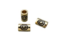 1 Perle Tube dorée avec cercles noirs 9*5mm, cuivre or (MFP05)
