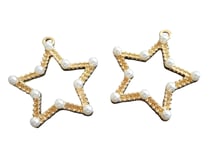 2 Pendentifs Etoile avec perles blanches - 32*30mm - doré