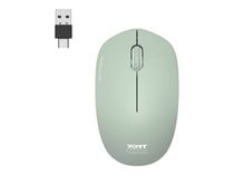 PORT Connect souris sans fil PC Wireless 2.4 GHz COLLECTION 2 pour ordinateur - capteur optique 1600 DPI - 3 boutons - compact. ambidextre & silencieuse Olive vert