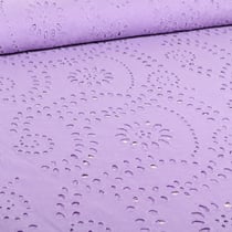 Tissu Broderie anglaise Suzzy sur fond Lilas - Au mètre