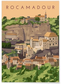 Affiche ville Rocamadour | A3 : 29,7x42cm
