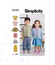 Patron Simplicity 9485 - Haut en maille, Veste, Gilet, Jupe et Pantalon pour tout petits taille n°6 MOIS-4 ANS