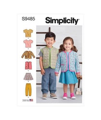 Patron Simplicity 9485 - Haut en maille, Veste, Gilet, Jupe et Pantalon pour tout petits taille n°6 MOIS-4 ANS