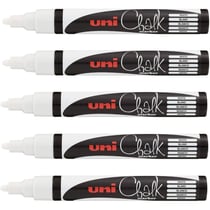 Lot de 5 marqueurs craie Uni chalk marker Uni Ball pointe moyenne blanc