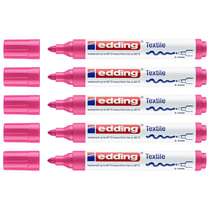 Lot de 5 marqueurs textiles - EDDING - Rose Fluorescent - Pointe ronde 2-3 mm