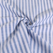 Tissu Coton Fil teint rayé fin bleu sur fond Blanc