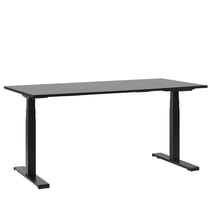 Table de Bureau avec Hauteur Réglable par Électronique avec Plateau en Panneau à Particule Noir et Structure en Acier Noir 160 x 72 cm Beliani