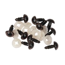 10 yeux marron de peluche à visser Ø 8 mm avec rondelles