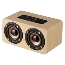 Mini Enceinte Bluetooth Bois Haute Fidélité Basses Puissantes Autonomie 6H 1500mAh Jaune YONIS