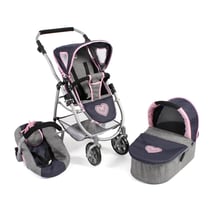 Poussette pour poupées, 3 en 1 EMOTION - Gris-bleu marine
