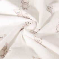 Tissu Double gaze de Coton Bio digital Oursons sur fond Blanc