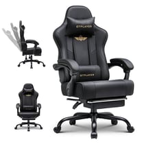 Fauteuil gaming ergonomique - GTPLAYER - noir avec repose-pieds