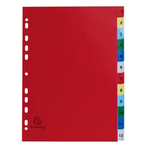 Intercalaires imprimés numériques polypropylène 12/100e - 12 positions - A4 - Assorties vives - x 20 - Exacompta