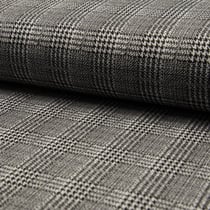 Tissu Jacquard polyviscose extensible Écossais pied de poule Noir sur fond Blanc
