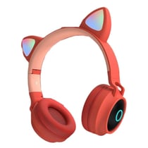 Casque Bluetooth Oreilles De Chat Pliable Avec LED Et Micro Pour Enfants Et Adultes - Rose - Yonis