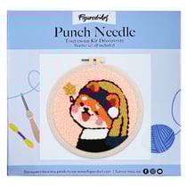 Figured'Art Punch Needle Kit Complet pour Adultes et Enfants - Fille à la Perle - Parfait pour Débutant. Set prêt à broder taille 20x20cm avec cadre circulaire