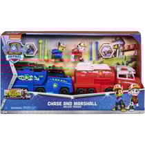 Pat patrouille truck rescue : marcus et son camion de pompier + chase camion de police - figurine chien - vehicule de luxe - paw patrol