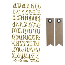 Stickers alphabet doré à paillettes + 20 étiquettes kraft Fanion
