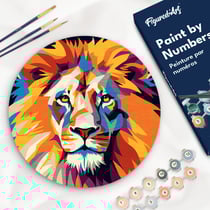 Peinture par Numéro sur disque en bois Figured'Art - Lion - Kit de Loisir Créatif DIY Numéro d'Art Complet - 30cm de diamètre