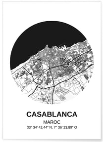 Affiche Carte Casablanca | A3 : 29,7x42cm