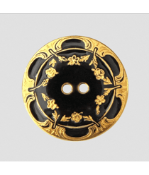 Bouton métal/polyester à motif fleur 2 trous - 25mm - Prym Noir