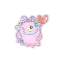 Ecusson  monstre rigolo monstre violet 4cm x 4,5cm