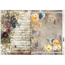 1 feuille de papier de riz 29,7 x 42 cm Itd Collection PARTITION FLEUR 678L