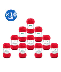 Lot de 10 pelotes COTTON QUICK UNI de Gründl – 500 g de coton mercerisé certifié Oeko-Tex 156 Rouge