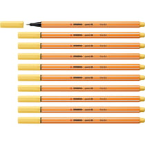 Lot de 10 feutres à pointe fine 0,4 mm - STABILO point 88 - Jaune clair