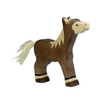 Figurine Holtztiger Poulain debout - Marron foncé