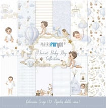 Pochette de 12 feuilles recto verso Sweet Baby Boy Papers for you