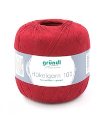 HAKELGARN 100 fil coton à crocheter - Grundl - certifié Oeko-Tex 125 Rouge
