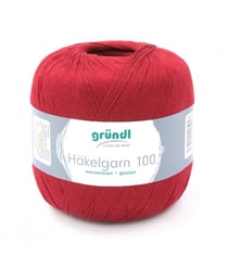 HAKELGARN 100 fil coton à crocheter - Grundl - certifié Oeko-Tex 125 Rouge
