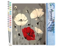 Peinture par Numéro Figured'Art - Fleurs rouge et blanches - Kit de Loisir Créatif DIY Numéro d'Art Complet - 40x50cm sans châssis en bois