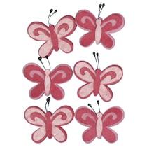 Papillon en feutrine, rose foncé, 5 cm, 6 pces