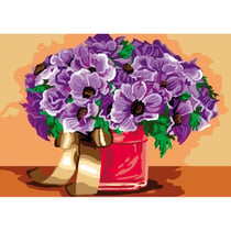 Princesse - Canevas antique Fleurs en pot 32x50 cm