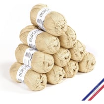 10 pelotes de laine - Sable - 100% coton bio - 3mm - Tricot et crochet - Bergère de France