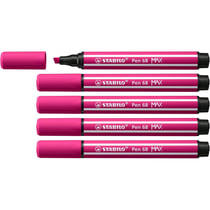 Lot de 5 feutres Pen 68 MAX - STABILO - Pointe biseautée 1,0 / 5,0 mm - Rose
