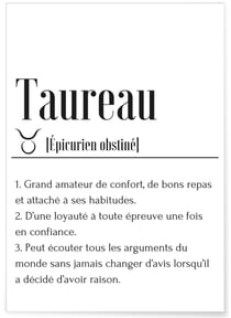 Affiche Définition Taureau | A3 : 29,7x42cm