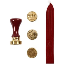 Kit à Cacheter pour débutants - Motifs : Couronne, Fleur, Lys - Diamètre : 1,8 cm