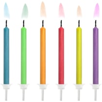 Assortiment de 6 Bougies d'Anniversaire à Flammes Colorées