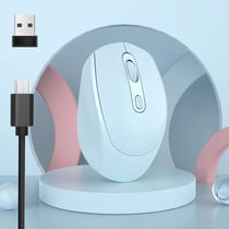 Souris Sans Fil Rechargeable 1600 DPI Ergonomique Pour Bureau Silencieuse Et Élégante Bleu YONIS