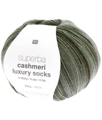 Pelote de Laine à Chaussettes Superba Cashmeri Luxury Socks 4 fils - 100g - Rico Design : Douceur et Luxe pour Vos Pieds Vert (017 - Olive)
